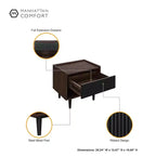 Comodino Moderno Scanalato Duane con Cassetto, Confezione da 2