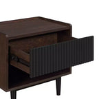 Comodino Moderno Scanalato Duane con Cassetto, Confezione da 2