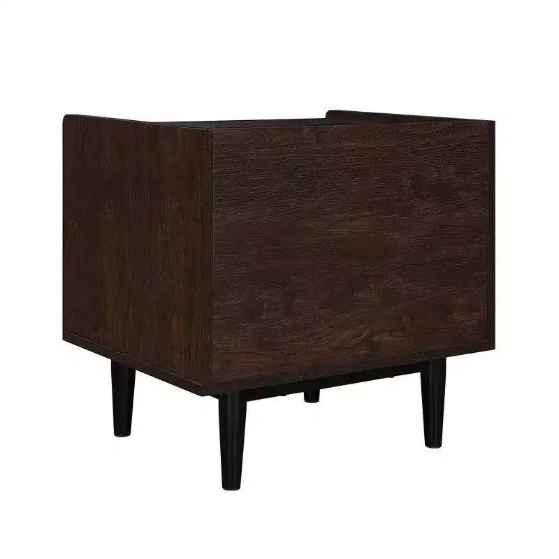 Comodino Moderno Scanalato Duane con Cassetto, Confezione da 2