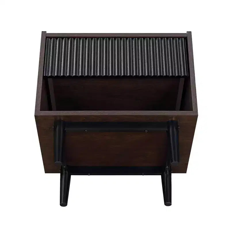 Comodino Moderno Scanalato Duane con Cassetto, Confezione da 2