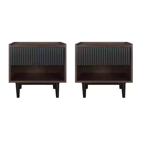 Set of 2 Duane Modern Ribbed Nightstand with Drawer - Manhattan Comfort