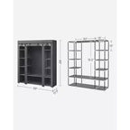 59 Armadio Guardaroba Portatile Organizzatore Armadio Appendiabiti Ripiano con Copertura in Tessuto Non Tessuto