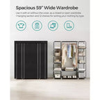 59 Armadio Guardaroba Portatile Organizzatore Armadio Appendiabiti Ripiano con Copertura in Tessuto Non Tessuto