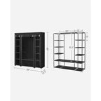 59 Armadio Guardaroba Portatile Organizzatore Armadio Appendiabiti Ripiano con Copertura in Tessuto Non Tessuto