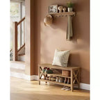 Panca Contenitore da Ingresso, Scarpiera a 2 Ripiani, 11,8 x 39,4 x 18,9 Pollici, Supporta fino a 600 lb, Stile Rustico