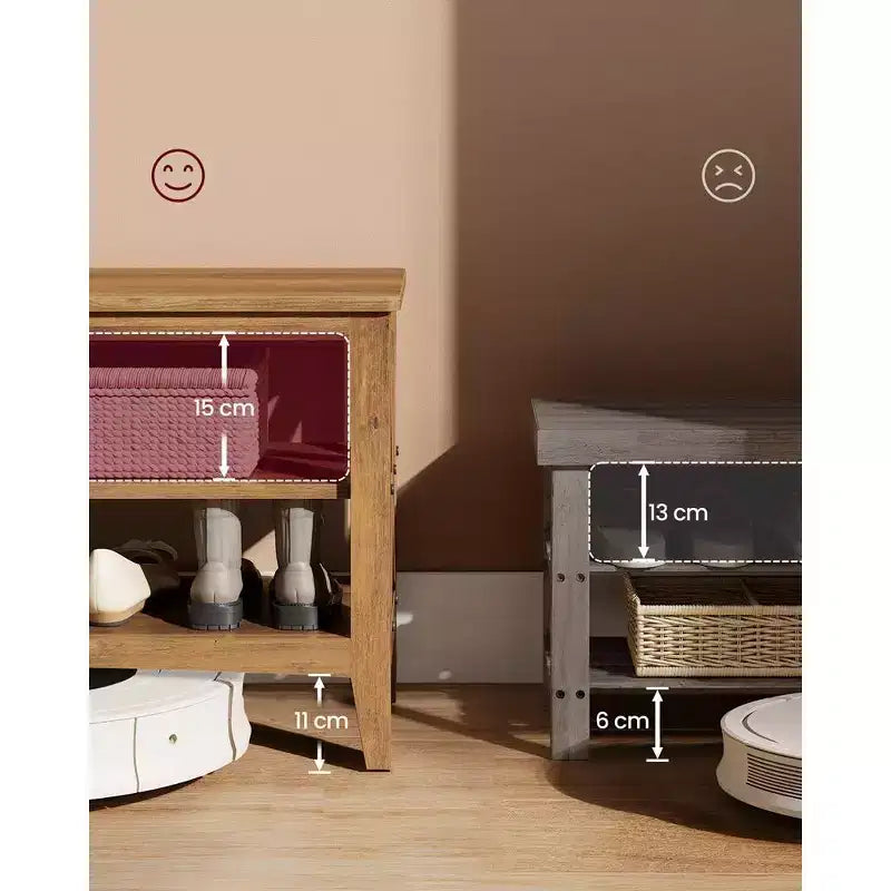 Panca Contenitore da Ingresso, Scarpiera a 2 Ripiani, 11,8 x 39,4 x 18,9 Pollici, Supporta fino a 600 lb, Stile Rustico