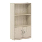 Libreria Decorativa a 3 Ripiani, Scaffale Aperto con 2 Vani e Mobile Contenitore a 2 Ante, Pino Metropolitano