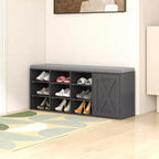 Panchina Portascarpe con Cuscino Imbottito 9 Scomparti Scarpiera Contenitore Regolabile Bianco/Grigio/Marrone Rustico